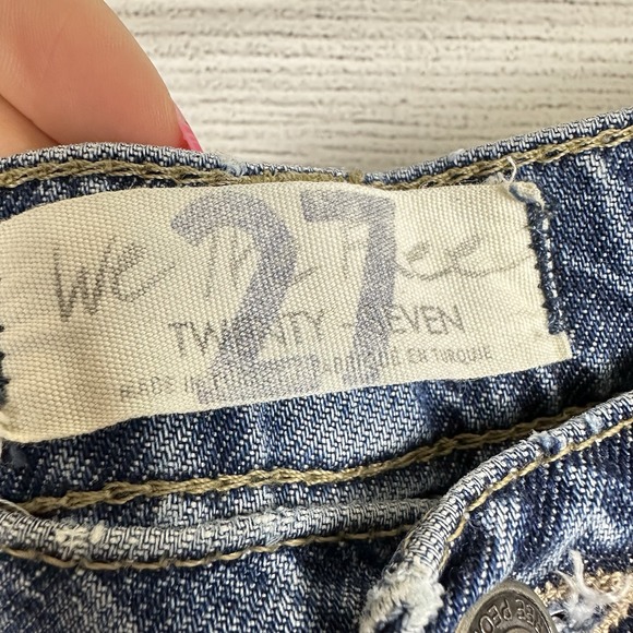 Free People Old West Slouchy Jeans Wide Leg Blue Denim Hi Rise We The Free Sz 27 - Picture 9 of 10